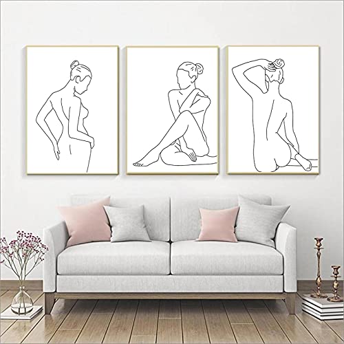 Tableau Nordique Silhouette Féminine Toile Moderne pour Intérieur Chic x3
