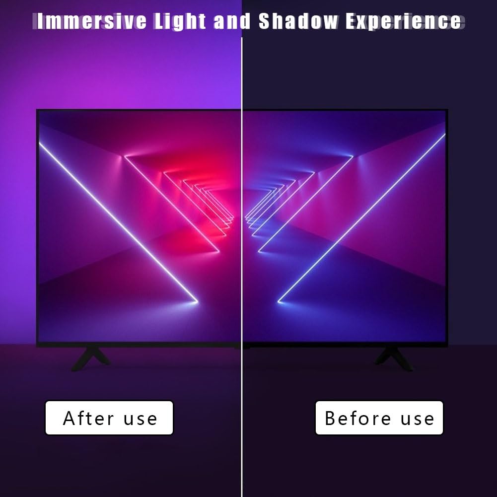 Striscia LED for sincronizzazione Schermo con Scatola di sincronizzazione HDMI,Striscia Gioco Colorata RGBIC,Striscia di Illuminazione Ambientale for Display 75-90 Pollici