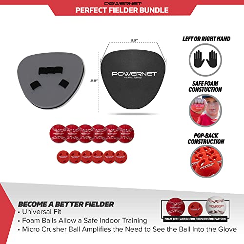 Powernet Perfect Fielder | Soft Hands Training Tool For Baseball And Softball | Improve Transition Time From Glove To Throwing Hand | Right And Left Hand Use (Hand-Eye Coordination Bundle) #TOP1