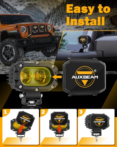 Image of Auxbeam R4 Series 4 Inch LED Square Black Protective Pod Light Covers | Quick Snap-On Installation, Premium Polycarbonate Covers, Waterproof, Protects Against Dust, Debris & Impacts, 2-Pack