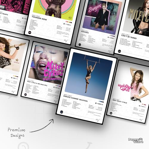 Image of Thepaper9store Pack of 8 Miley Cyrus Album Posters (8.4 x 12 Inches) with Adhesive Tape | Music Wall Decor | Aesthetic Posters for Bedroom & Living Room