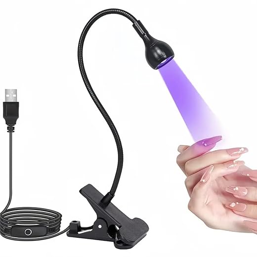 Luminária LED UV para Unhas, Clip de Mesa, USB, 42cm de Altura, Secagem Rápida de Gel e Esmaltes