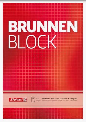Brunnen 1052428 Briefblock / Schreibblock / Der Brunnen Block (A5 kariert 50 Blatt 70 g/m)