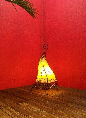 Orientalische Tischlampe Marrakesch 50cm Lederlampe Hennalampe Lampe | Marokkanische kleine Tischlampen aus Metall… – Bild 2