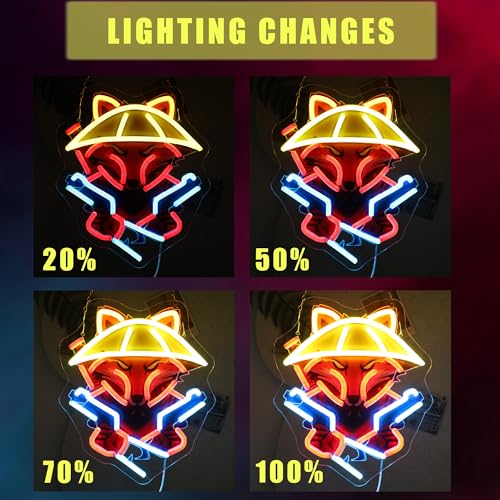 Image of Fox with Gun Neon Sign For Wall Decor, Colorful UV Printed Neon Light with Retro Design, LED Artwork for Bar, Bedroom, Game Room, Party Decoration Holiday Birthday Gifts