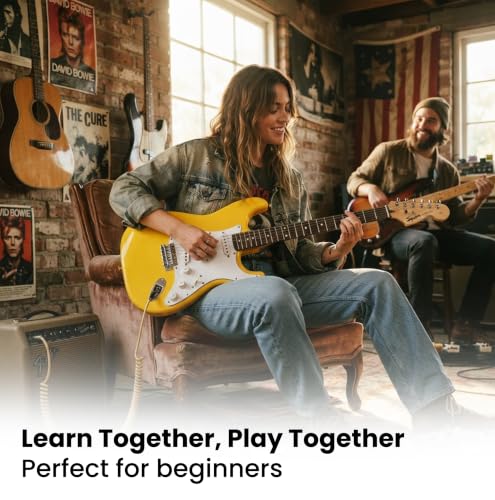 Image of Fender Squier Stratocaster - Graffiti Yellow Bundle with Frontman 10G Amplifier, Gig Bag, Instrument Cable, Strap, Picks, and Austin Bazaar Instructional DVD