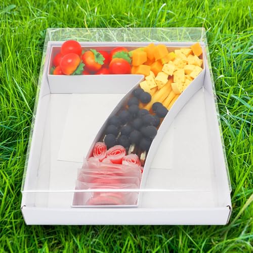 WENPACK 12.5" Cardboard Number Shaped Mache Cupcake Strawberries Fillable Carton Box with Clear Lid (White, 7) - Thumbnail 7