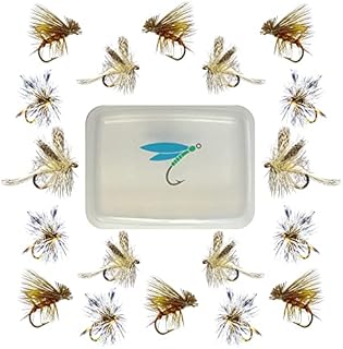 Thor Outdoor Dry Fly 18 Pc Set of Classic Flies – Elk Hair Caddis, Light Cahill, Mosquito - Hook Sizes #12, 14, 16 - Dry Fly Fishing Flies for Trout and Panfish