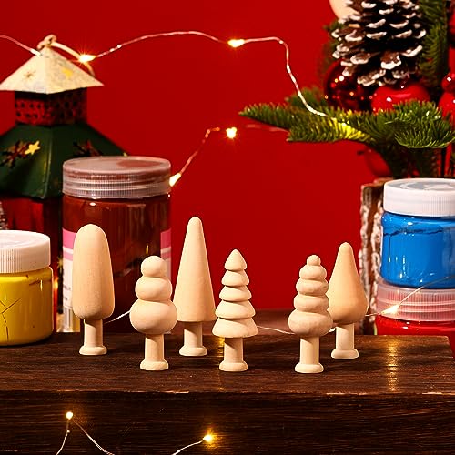 Hiboom HIBOOM-WOOD-SDGYU486 24 Pcs Mini Unfinished Wood Christmas Tree Wooden Blank Craft Supplies Christmas Ornaments For Diy Crafts And Arts Handmade Tree Shapes Sculpture Toy Decoration thumb #3