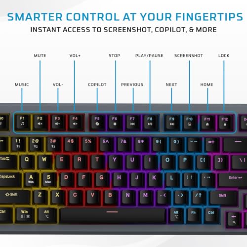 Image of EvoFox Katana X2 TKL Gaming Mechanical Keyboards Wireless -Tri-Mode (BT /2.4G /Wired), Silent Red Switches, 1000Hz Polling Rate, Vivid and Dynamic Backlighting, 4000mAh Battery,Volume Knob (Black)