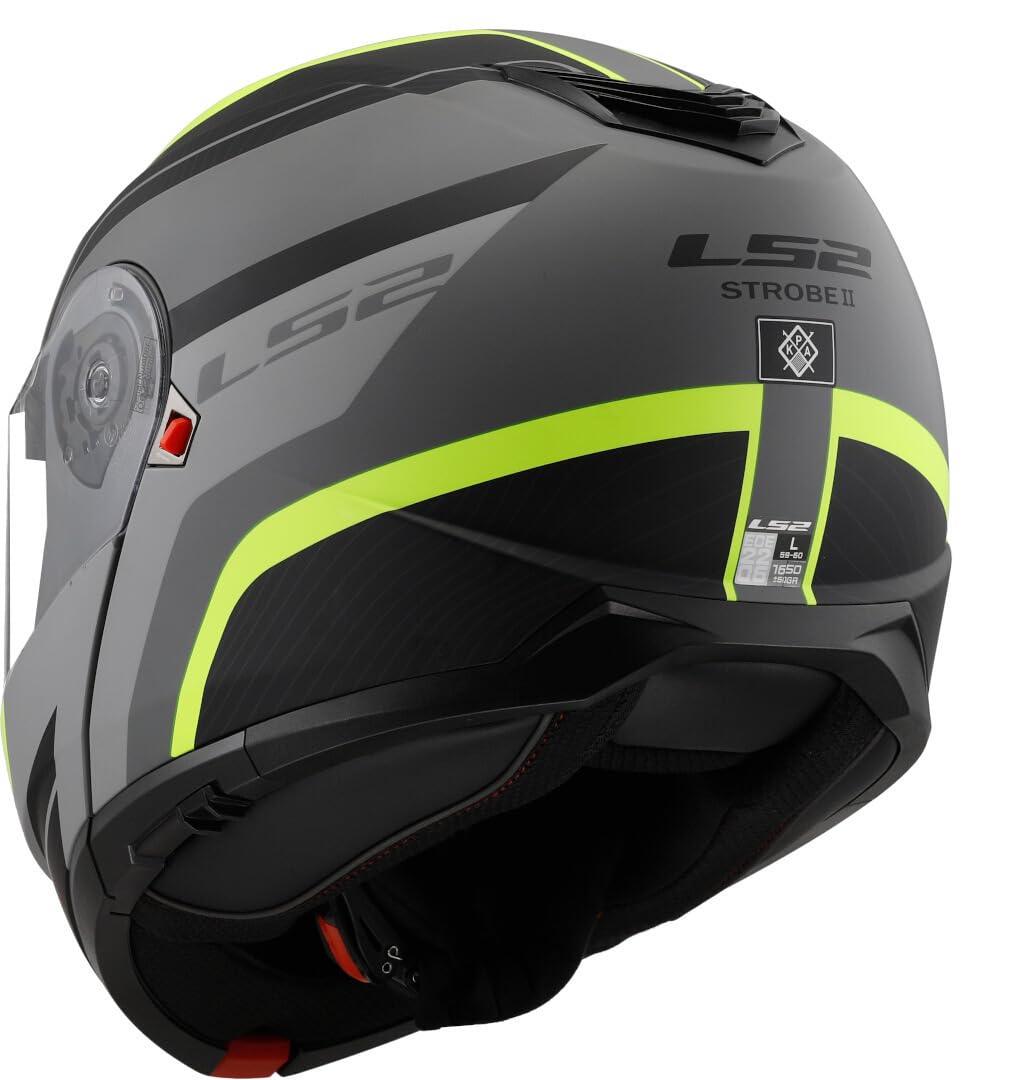 LS2, Casco Moto Modular STROBE II MONZA Matt Black H-V Yellow, L