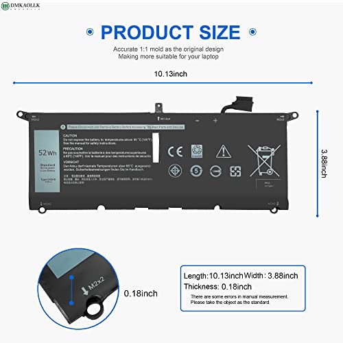 Dxgh8 7.6V 52Wh Battery For Dell Xps 13 9370 9380 2019 Inspiron 13 7390 7391 2-In-1 5390 5391 7490 Latitude 3301 E3301 Vostro 5390 5391 Series 0H754V H754V G8Vcf G8Vcf6C Hk6N5 P113G001 P82G P82G001 #TOP3