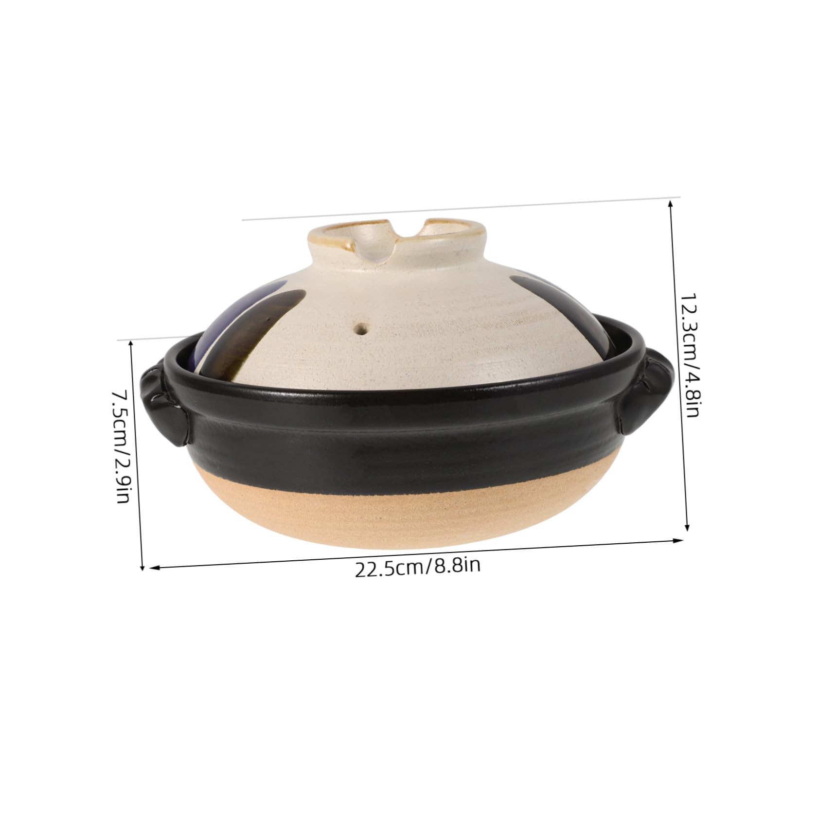 Toyvian Pentola in Terracotta Giapponese Vintage con Doppia Maniglia, Resistente ad Alte Temperature, Versatile per Cucinare Riso e Pasti in Famiglia