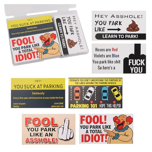 TSIEBRV 60PCS Funny Bad Parking Cards,You Suck at Parking/You Parked Like an Assholé Cards Look Like Real $100/$50 Bills,Bad Parkings Stickers with 6 Hilarious Designs as Prank Gifts