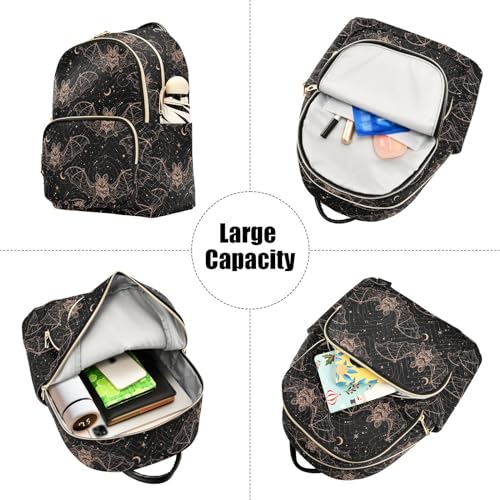 Image of Mini Backpack Gothic Bats Moon Fashion Backpack Purse for Women,Handbag Shoulder Bag Casual Daypack, Ladies Gift for College Work(S)