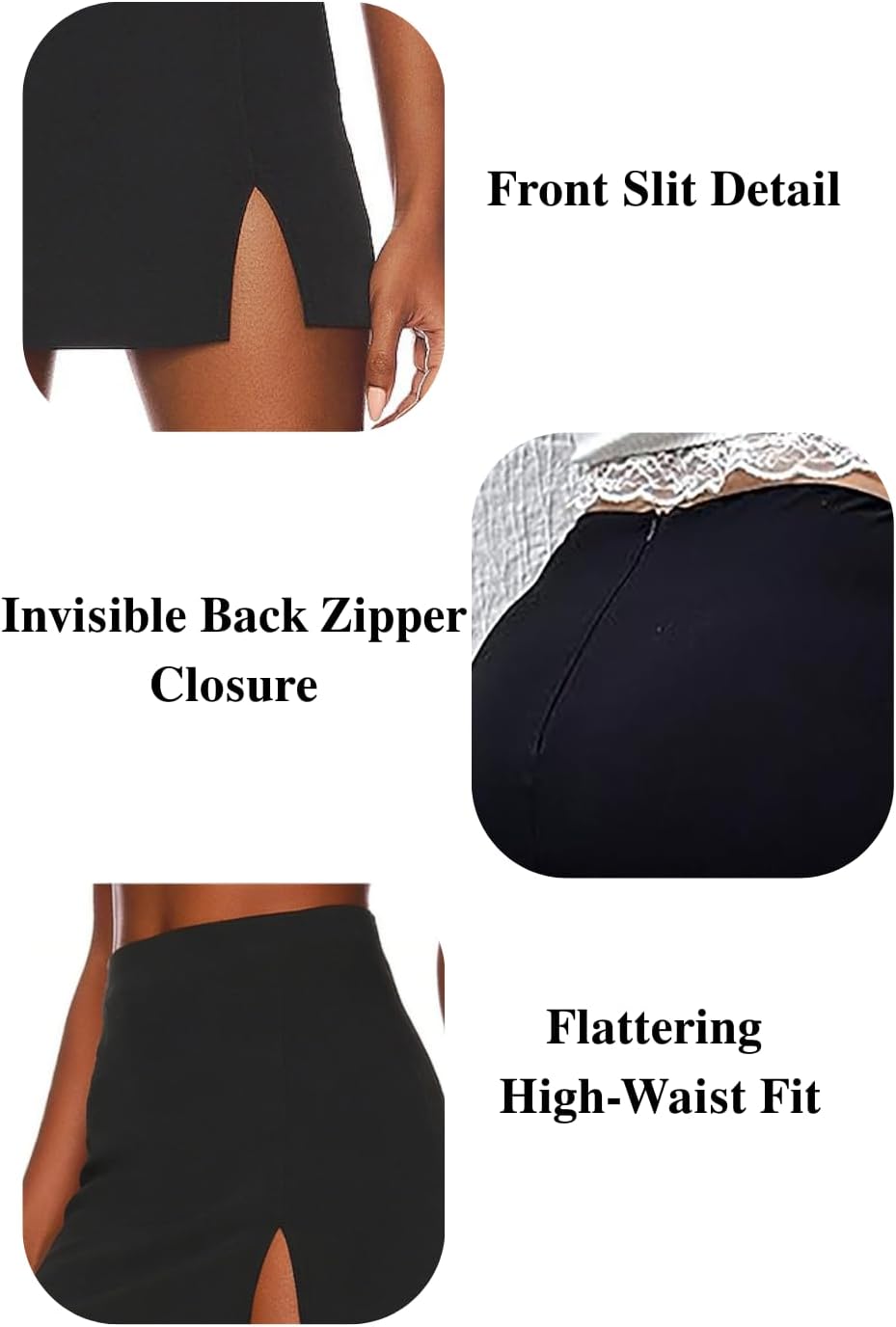 Cantonwalker Bodycon Mini Skirts for Women High Waist Split Hem Pencil Skirts - Image 7