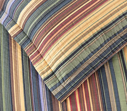 Image of Chezmoi Collection Avery 5-Piece Multi-Color Striped 100% Washed Cotton Quilt Set, Daybed Size