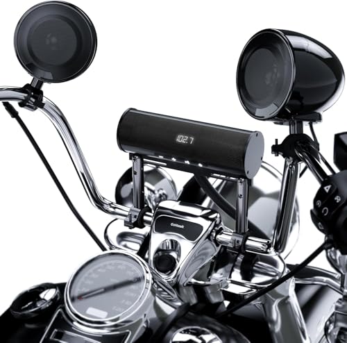 GoHawk Waterproof Motorcycle Bluetooth Stereo, 4 Speakers Sound bar w/ 4.5' Speakers, Built-in Amplifier MP3 Music Player Audio System w/USB & Radio, Great for Harley & ATVs