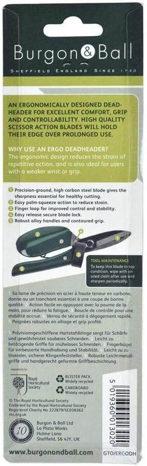 Burgon & Ball Ergo Deadheader Small Garden Snips Shears | Mini Pruning Shears Handheld 10 Year Guarantee