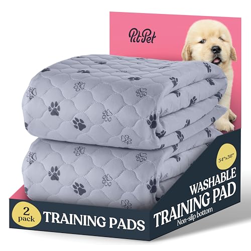 Image of Super Absorbent Washable Pee Pads for Dogs - 2-Pack Superior Reusable Puppy Pads Pet Training Pads -100% Waterproof Dog Pee Pad Protects Against Urine Leakage Non-Slip Grip Prevents Slipping& Bunching