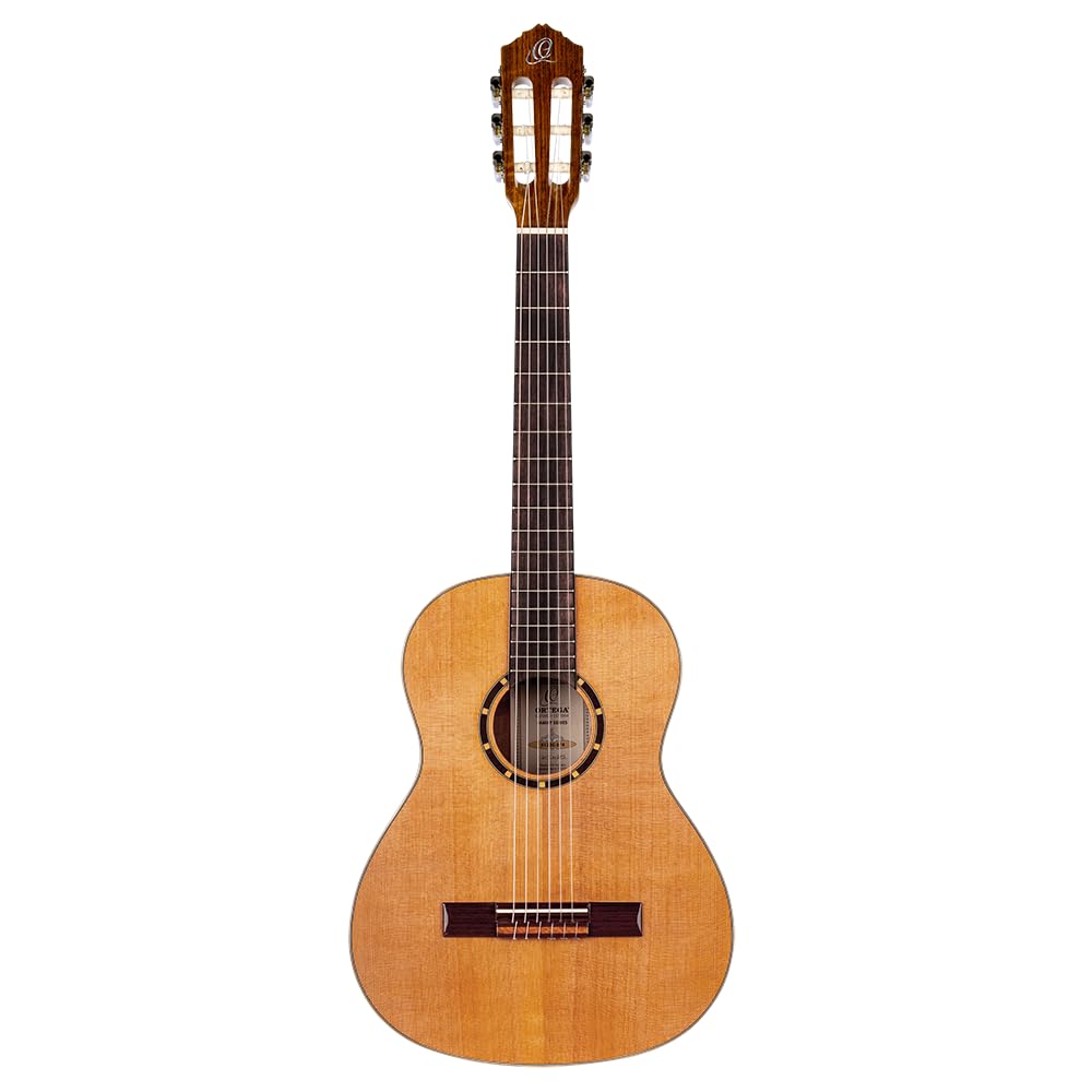Ortega Guitars 3/4 Konzert Gitarre – Family Series – Inklusive Gig Bag – Zeder, Mahagoni, Hochglanz Natur (R122G-3/4)