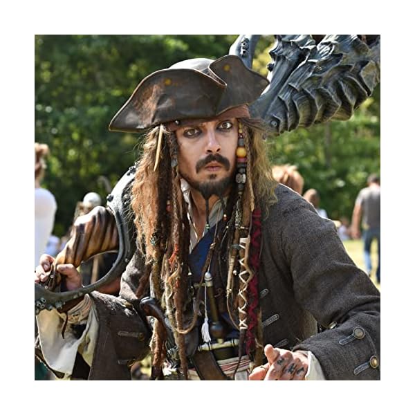 4e's novelty brown faux leather pirate hat for adult men women kids tricorn hat for halloween pirate costume accessories - image 10