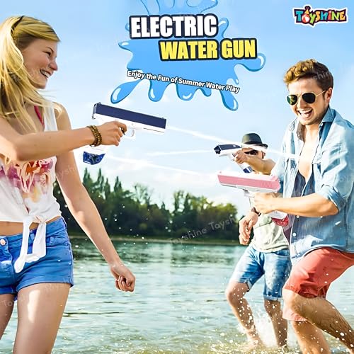 Image of Toyshine Electric Holi Water Pistol Toy Gun Rechargeable With Pressure Mechanism For Range Upto 30 Plus Feet A Powerful Squirt Guns For Kids Pool Beach Party Games And Outdoor Water Fun - Blue