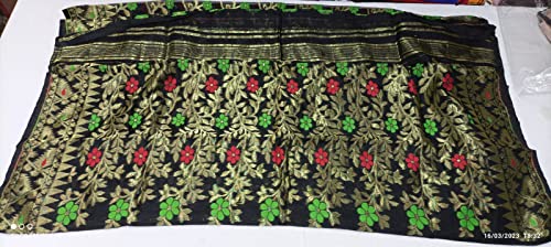 Sari Jamdani Noir pour l'Aïd et Célébrations Traditionnelles