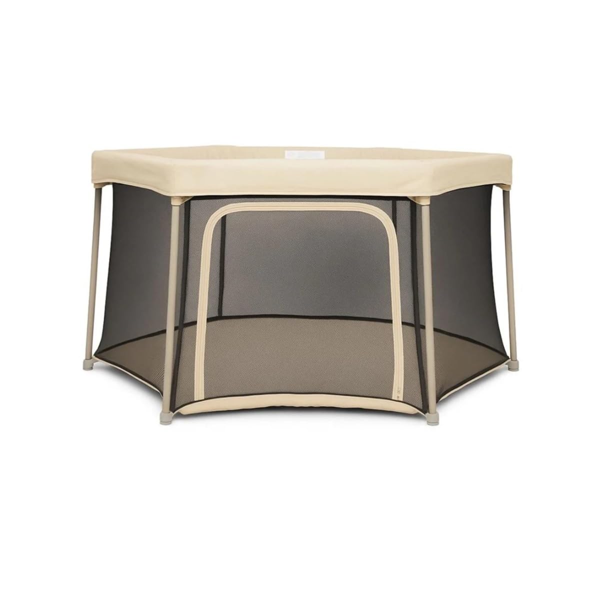 Parc pour bébé pliable beige avec tapis de jeu modulable - 4