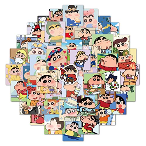 Image of Rousrie - 50 Pieces Vinyl Waterproof Wall Stickers for Kids Random Size, (Shinchan), Multicolor, Self-Adhesive