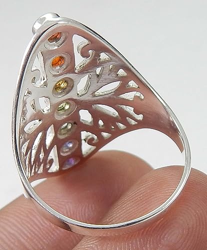 Healing Chakra Seven Gemstone 925 Sterling Silver Ring 3mm Round Faceted Ring Jewelry Wedding Ring Jewelry Long Finger For Women Jewelry Ring Gift for her Gemstone Jewelry4