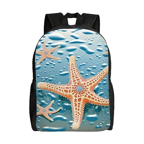 Mochila impermeable con estampado de estrella de mar negra