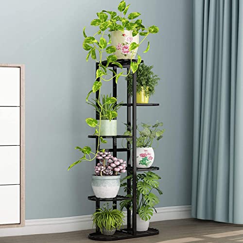 Image of Metal Flower Pot Stand for Indoor & Outdoor - Multi-Tier Iron Plant Stand for Home, Balcony & Garden - Space-Saving, Multi Tier Plant Stand for Balcony (Gold, 47 x 25 x 102 cm
