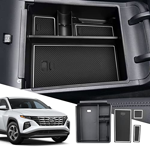 SXCY pour Hyundai Tucson NX4 2022 2023 Console Centrale Boîte de Rangement, Accoudoir Boîte de Rangement Cachée, Organisateur Plateau Conteneurs pour Voiture Intérieurs Accessoires Tucson NX4 (blanc)