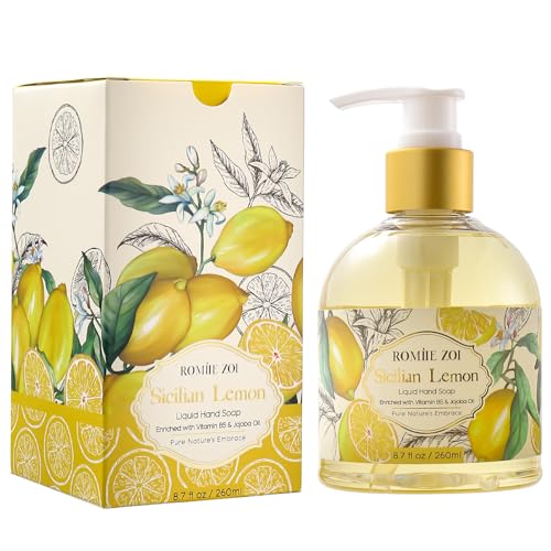 Image of ROMIIE ZOI Liquid Hand Soap, Lemon, 260ml /8.7fl.oz | With Gift Box, Gentle cleansing, nourishes skin without drying