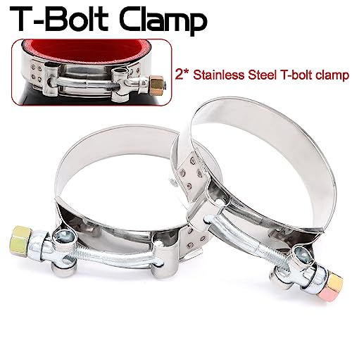 Image of 90 Degree ID 2.25inch(57mm) Elbow Coupler Silicone Hose 4-Ply with 2PCS Stainless Steel T-Bolt Clamp