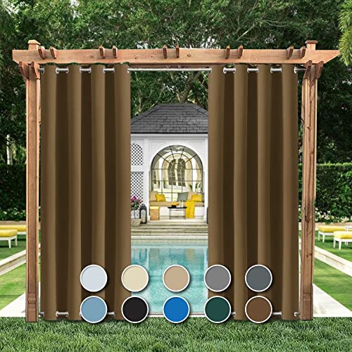 Rideaux de terrasse d'extérieur imperméables et résistants au vent - Isolation thermique - Double œillets en haut et en bas - Améliore l'intimité - Pour...