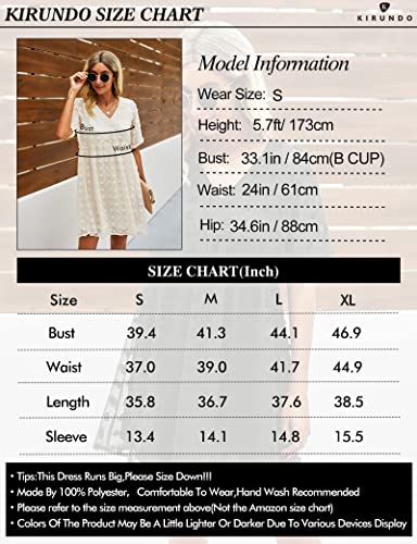 Kirundo 2023 Summer Womens Short Sleeve Mini Dress V Neck Flowy Casual Dress Swiss Dot Loose Short Plus Size Maternity Dress(Medium, Blue) #TOP4