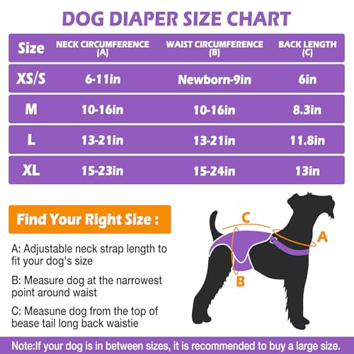 Image of Jollywoods 3 Pack Washable Female Dog Diaper Onesie Sanitary Pantie with Adjustable Suspender, Reusable Fixed Doggie Diapers, Super Absorbent Leakproof for Small Toy Dog in Heat Cycle XS /S
