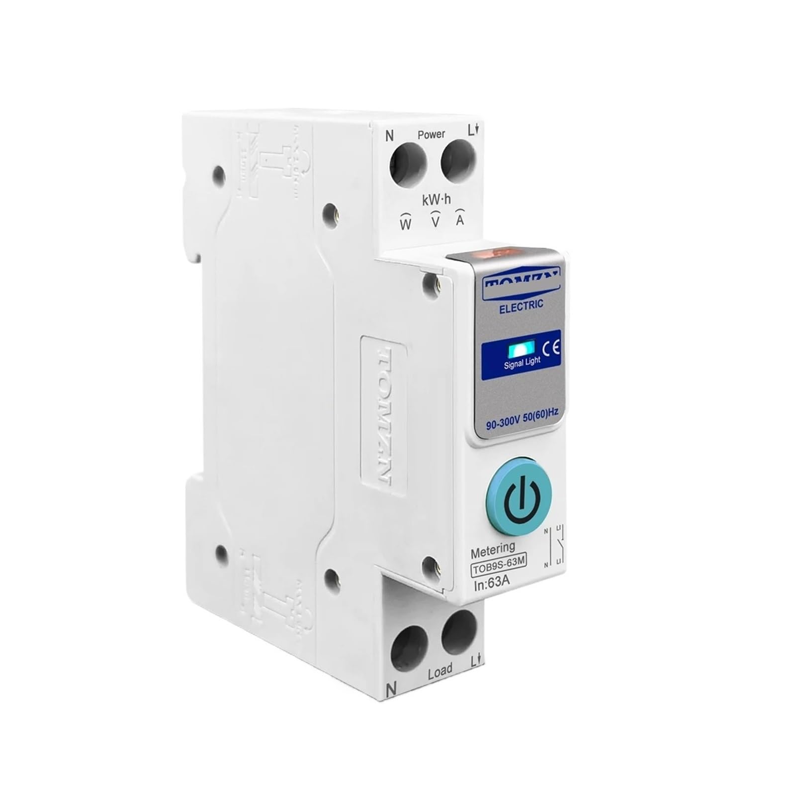 GVBAEPIEO 63A 1P+N Smart Switch Energy Meter KWh Metering Monitoring Circuit Breaker Timer Relay(TOB9S-63M Metering)