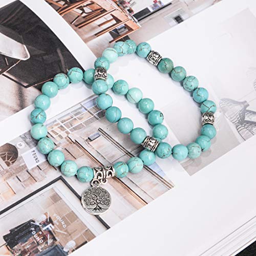 Image of YGLINE Tree of Life Yoga Healing Stone Bracelets,Multilayer Lotus Chakra Stone Reiki Bracelet Sets,Anxiety Crystal Natural Stone,for Women Stress Relief