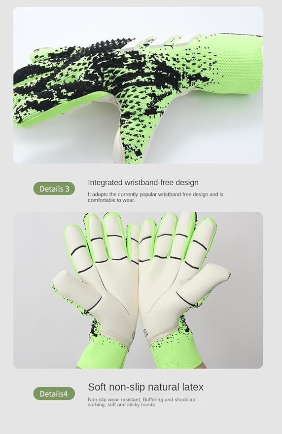 Longjihui Soccer Goalkeeper Gloves Goalie Training Gloves Strong Grip Anti-Slip and Breathable for Adults and Children (White,6)