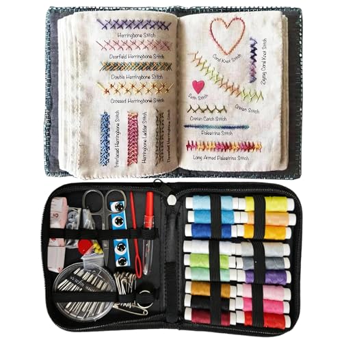 JIEBWCHA Ricamo Libri Per Principianti Ricamo Kit Libro Punti 35x25cm Kit Libro Di Ricamos DIYs Punti Libri Di Cucito Con Kits Di Strumenti Cucire Creativamente Guida Al Ricamos Libros