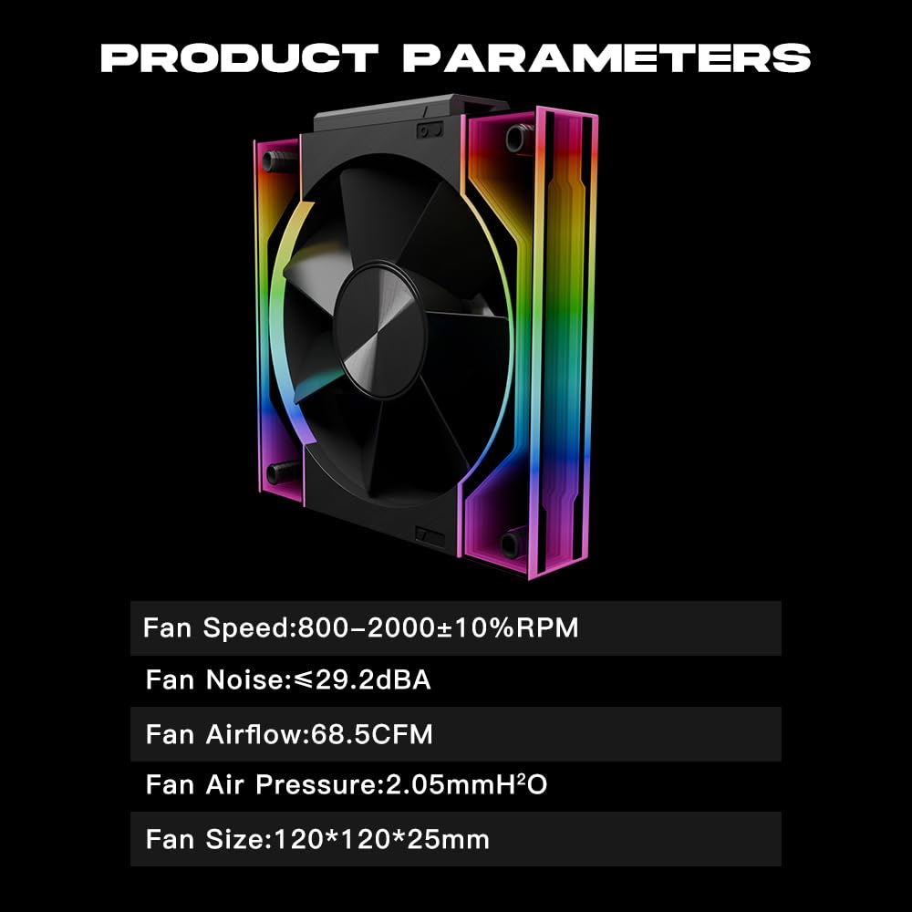 Jungle Leopard JM V3 Lot de 3 ventilateurs PWM RVB PWM pour boîtier d'ordinateur et refroidisseur AIO 360 mm Noir 120 mm