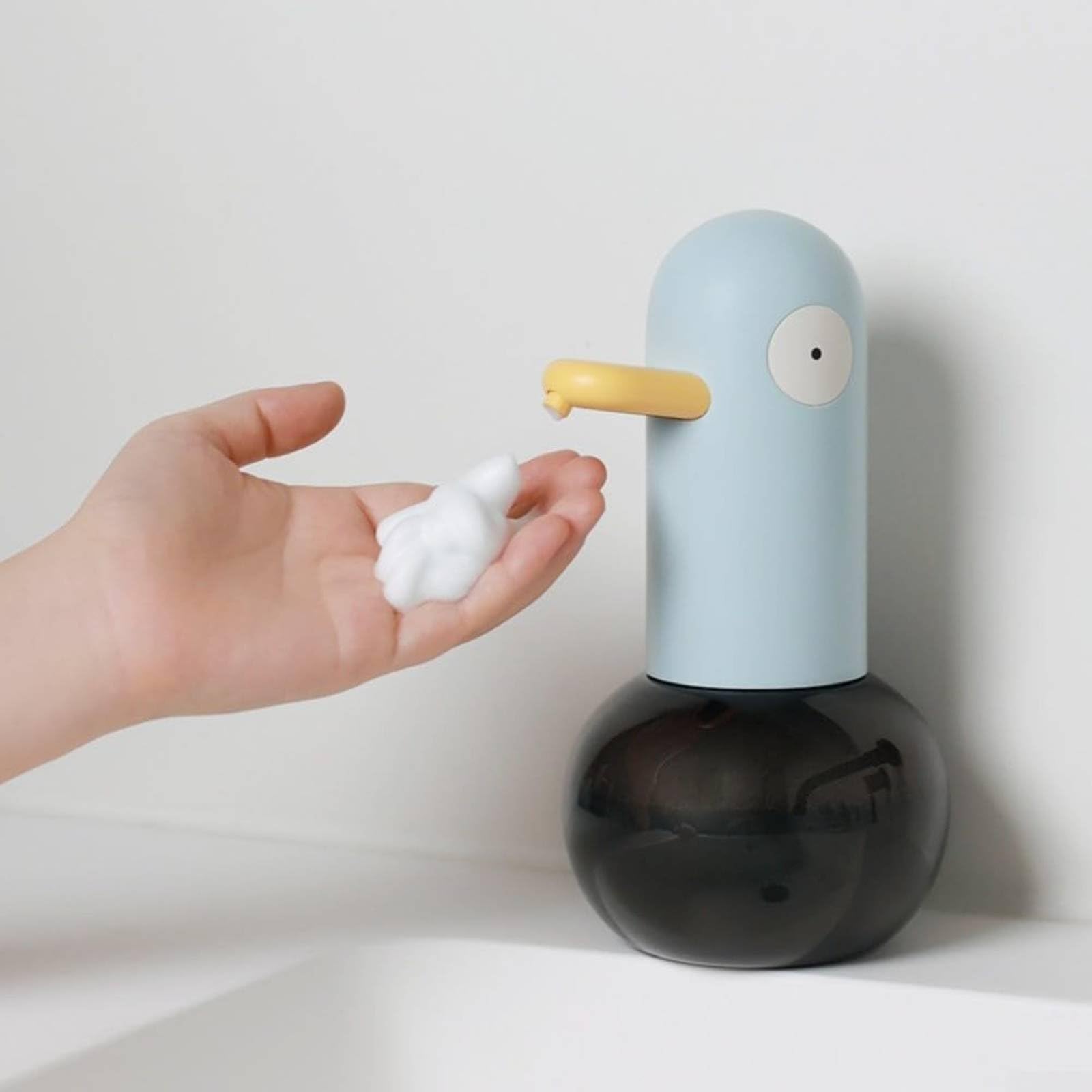Dispensador de Jabón de Espuma Automático Dispensador Dosificador Bomba Funcionamiento Eficiente con Batería de y Tanque Visible IPX4 Adecuado para Cocinas Húmedas Baños Hogares, Azul