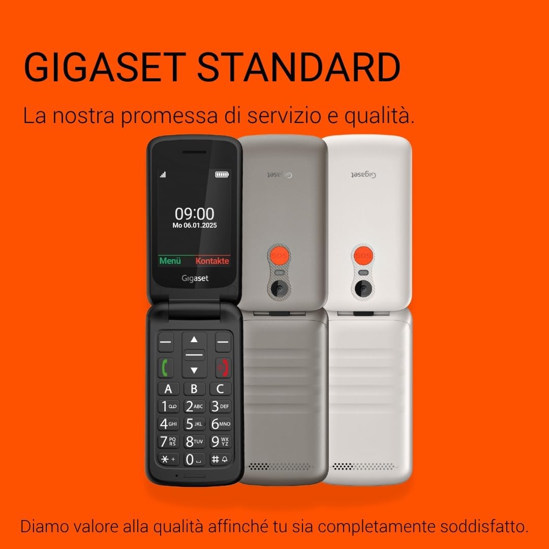 Gigaset GL595 Klapphandy mit SOS-Taste, 2,8 Zoll-Farbdisplay, Titanium