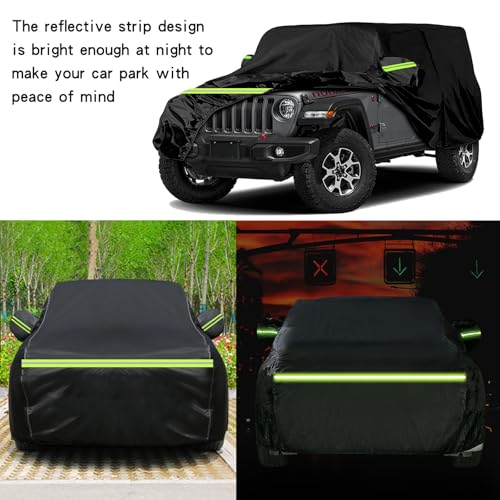 Image of Waterproof Car Cover for Jeep Wrangler 2 Door, All Weather for Jeep Rain Cover for Automobiles, Outdoor Full Exterior for Jeep Covers Fits JK JL YJ TJ