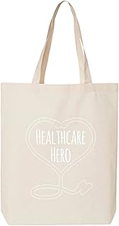 Healthcare Hero Cotton Canvas Tote Bag in Natural - One Size