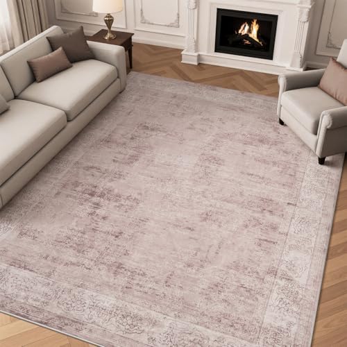 MontVoo-Area Rug 5X7 Vintage Pink Rugs for Living Room Bedroom-Non Slip Machine Washable Dawn Pink 5' x 7' (Rectangular)