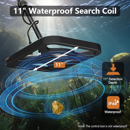 Image of Metal Detector for Adults Rechargeable, 11 inch Professional Metal Detector for Gold & Silver, High Accuracy Waterproof Design, 5 Modes, Christmas Stocking Stuffers Gifts for Men /Dad, M55,Brown